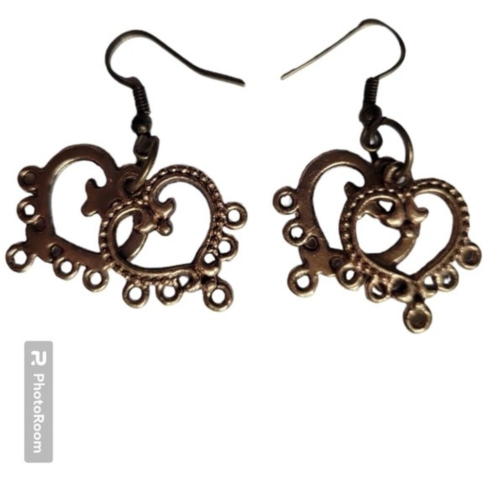 HANDMADE DOUBLE HEART EARRINGS - Picture 2 of 3